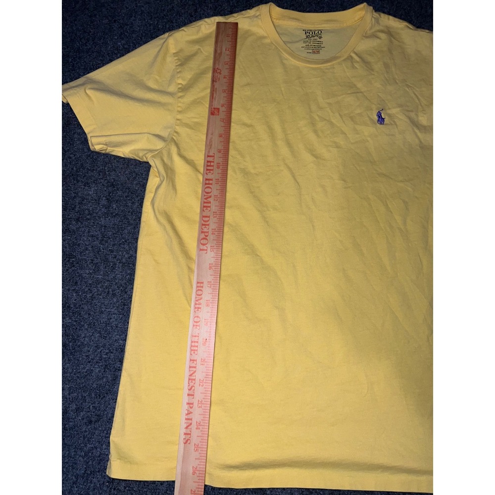 Polo Ralph Lauren Mens Medium Yellow Short Sleeve Cotton T-Shirt Purple Pony - Picture 3 of 5